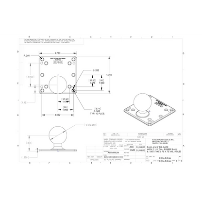 RAM Base - Vesa Plate (100mm) with Ball - C Size (1.5")