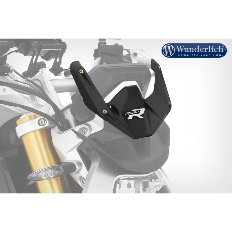 Motorcycle windshield with Wunderlich branding on a white background