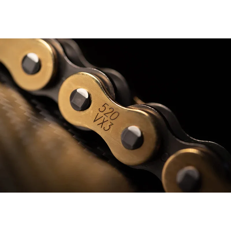 Chain 520 Pitch x 122 links (VX3) - VX3 (Rivet Type) / Gold / Upto 800cc