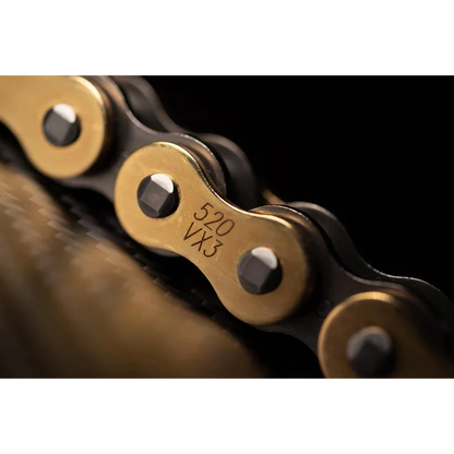 Chain 520 Pitch x 122 links (VX3) - VX3 (Rivet Type) / Gold / Upto 800cc