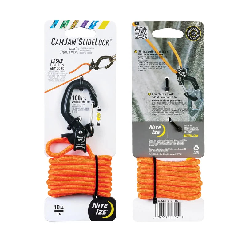 CAMJAM™ SLIDELOCK® ROPE TIGHTENER - Small / 10 Ft. Paracord