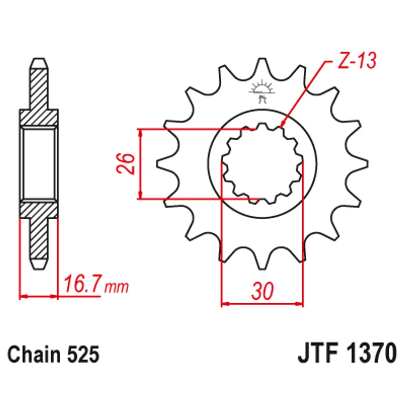 Sprockets Front (1370 - 15T) - JT Rubber