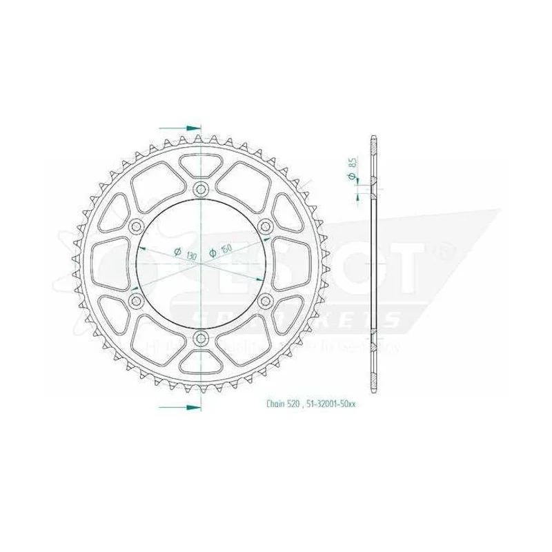 Sprockets Rear (32001-50T) - Esjot