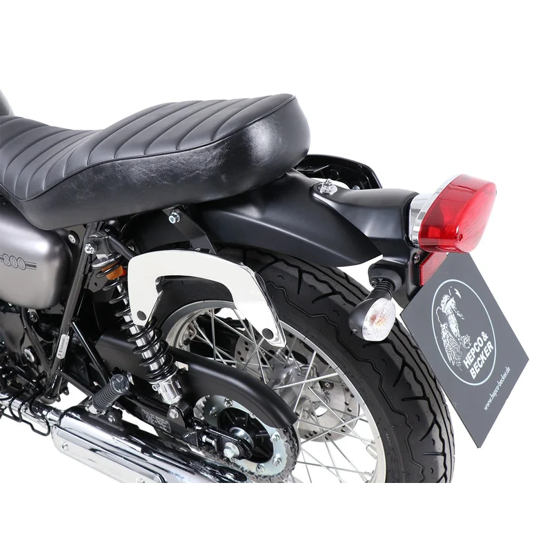 Kawasaki W800 Street/Cafe Side Carrier - C-Bow Soft Bag Carrier - Chrome