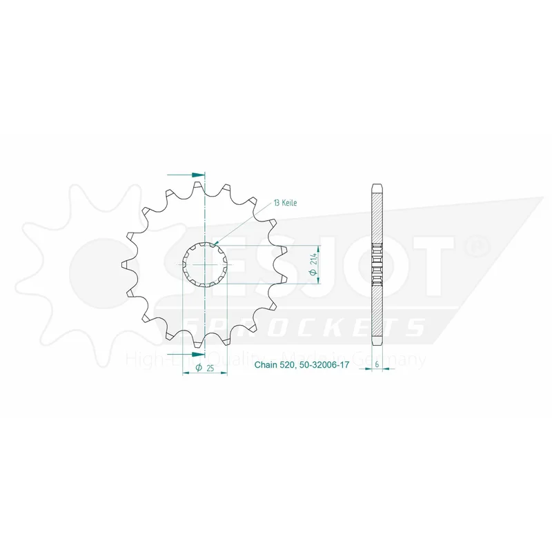 Sprockets Front (32006-17T) - Esjot
