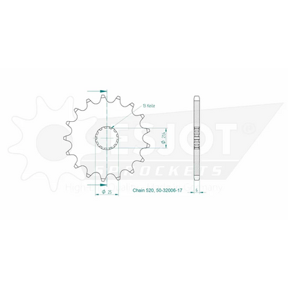 Sprockets Front (32006-17T) - Esjot