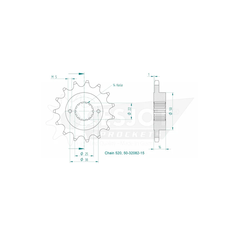 Sprockets Front (32082-15T) - Esjot