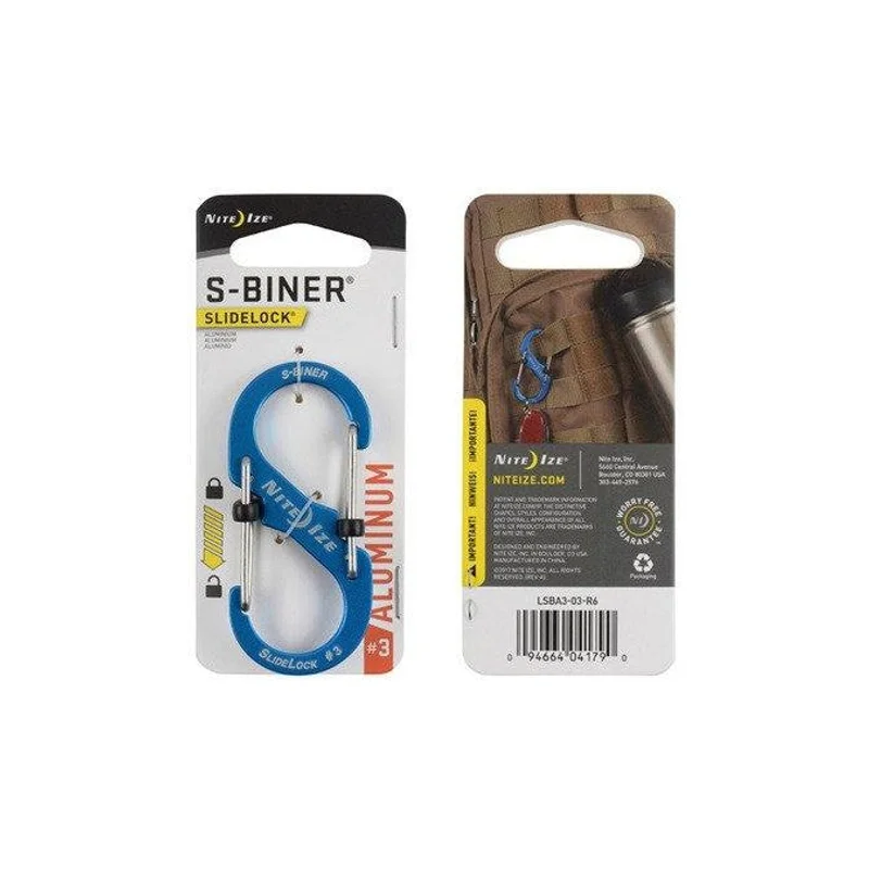S-Biner with Lock ( Aluminium) - Size#3 / Blue / Aluminium