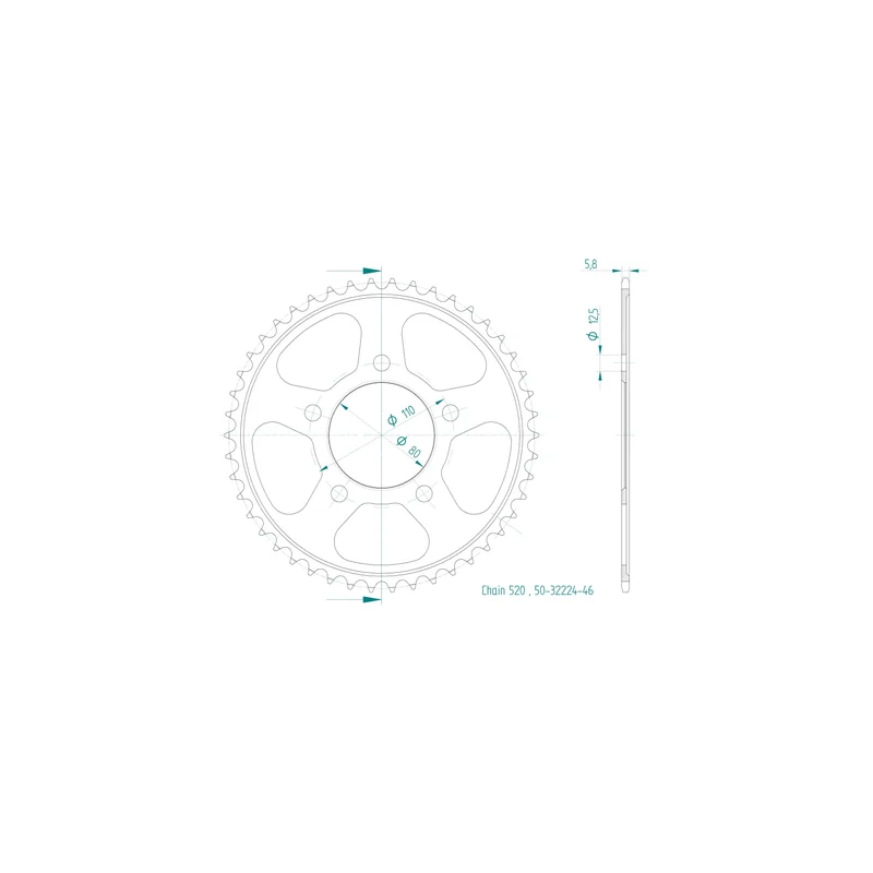 Sprockets Rear (32224- 46T) - Esjot