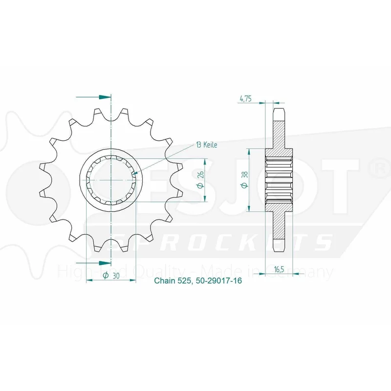 Sprockets Front (29017 - 15T) - Esjot