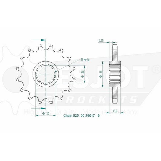Sprockets Front (29017 - 15T) - Esjot