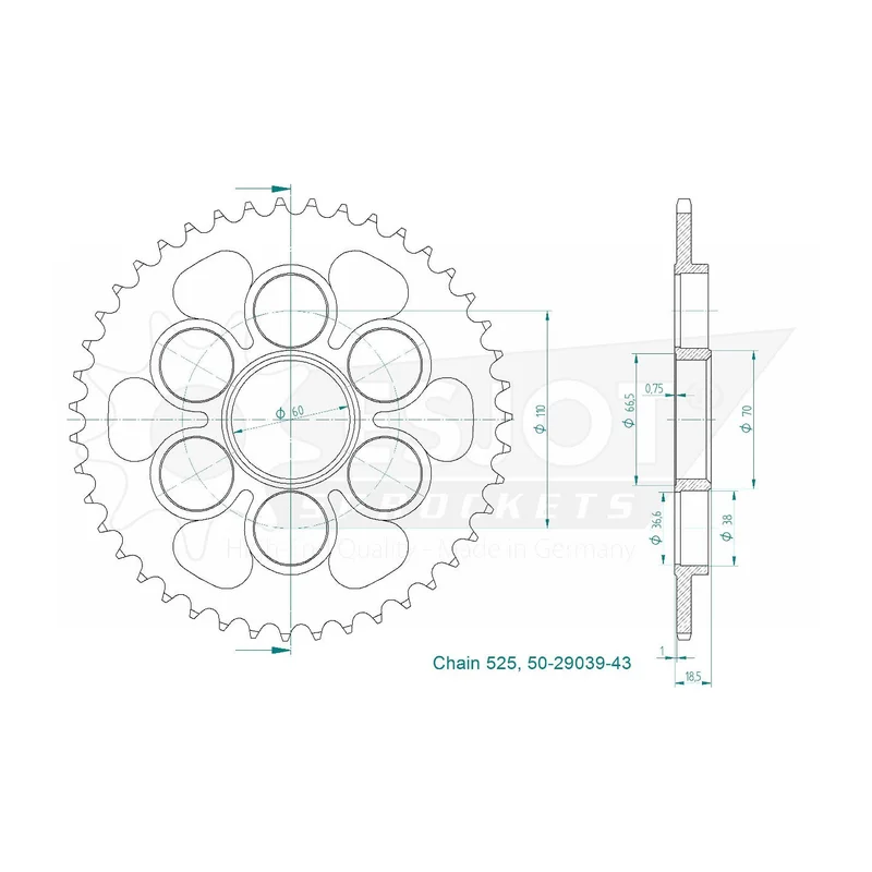 Sprockets Rear (29039-43T) - Esjot
