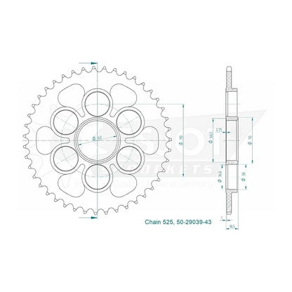 Sprockets Rear (29039-43T) - Esjot