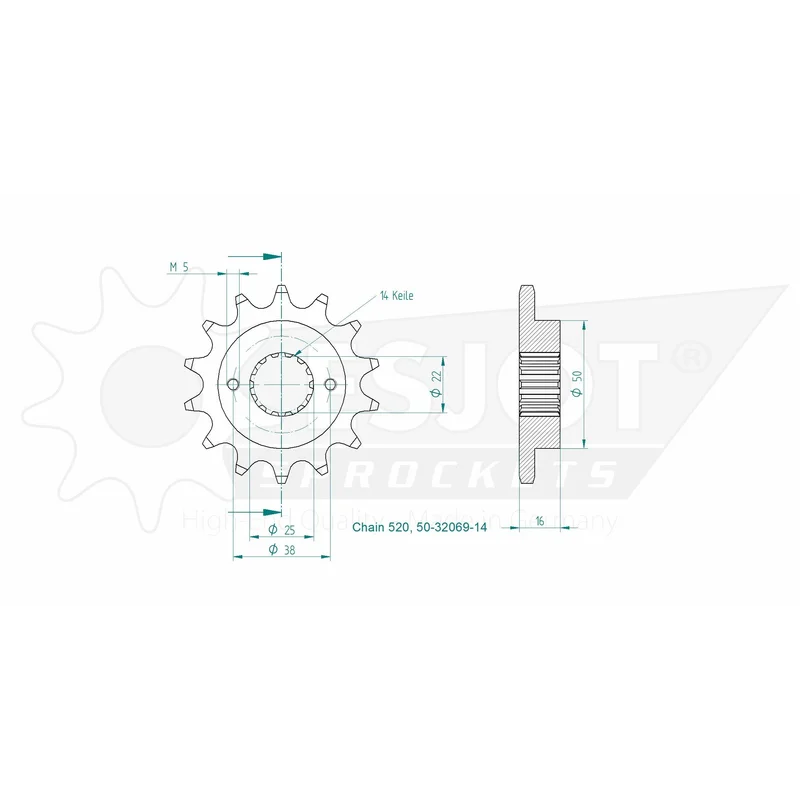Sprockets Front (50-32069-14T) - Esjot (Sports)