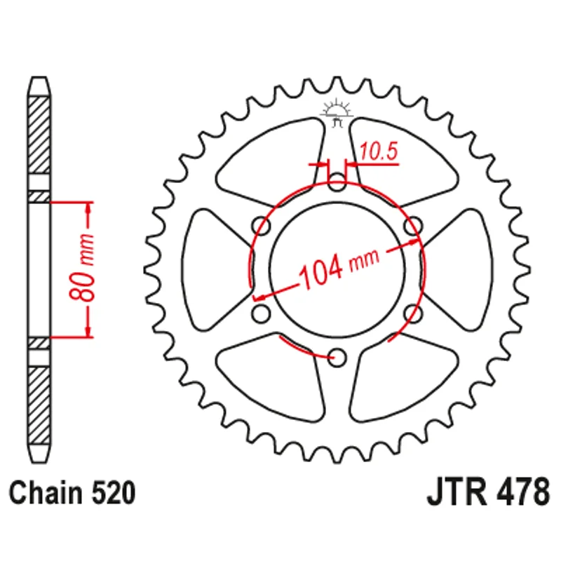 Sprockets Rear (478 - 46T) - JT - Steel