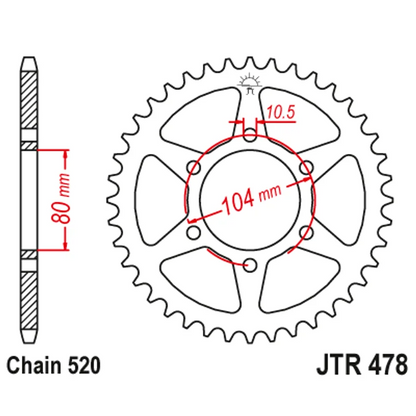 Sprockets Rear (478 - 46T) - JT - Steel