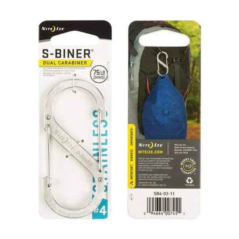 S-Biner Standard (Stainless) - 1N (SIZE #3) / Black / Stainless Steel