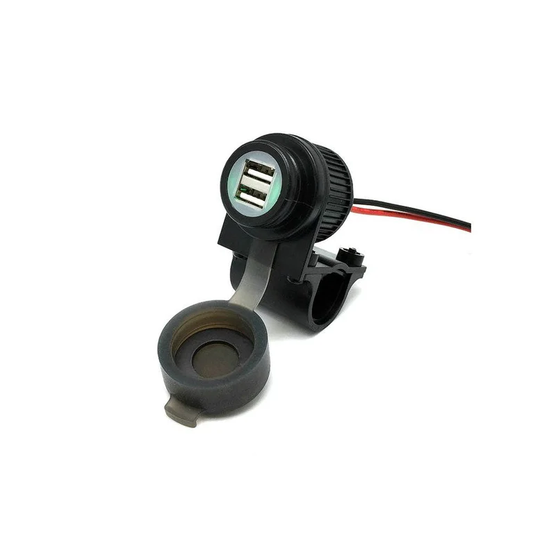 Handlebar Mounted Dual USB 4A (Plastic) - Includes Plastic Handlebar Clamp