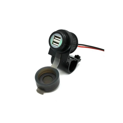 Handlebar Mounted Dual USB 4A (Plastic) - Includes Plastic Handlebar Clamp