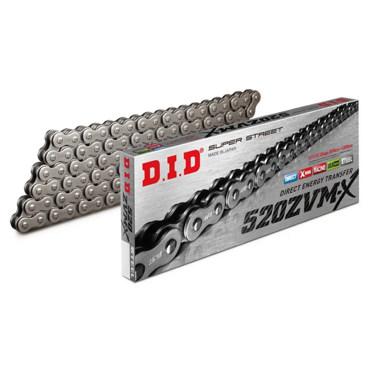 Chain 520 Pitch x 102 links (ZVMX) - ZVMX-2 (Rivet Type) / Natural Steel / Upto 1200cc