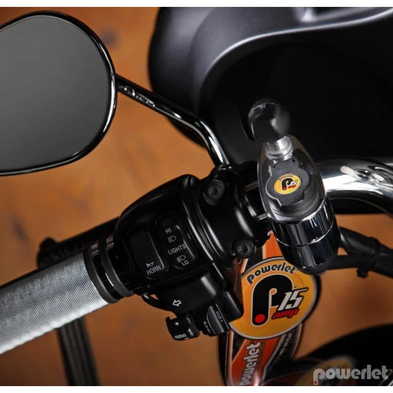Cigarrete Charger for Harleys w Ram Mount Hole - 1.1/8th to 1.1/4th