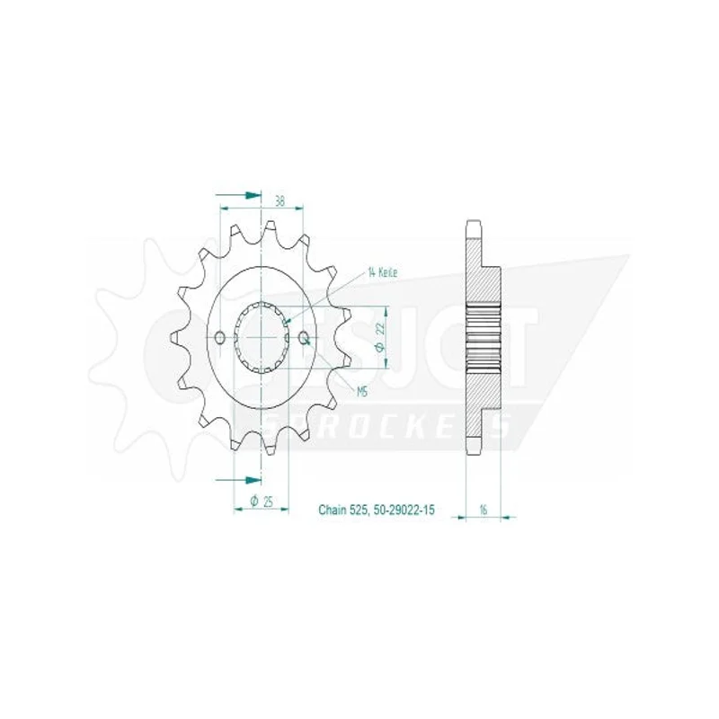 Sprockets Front (29022-15T) - Esjot (Sports)