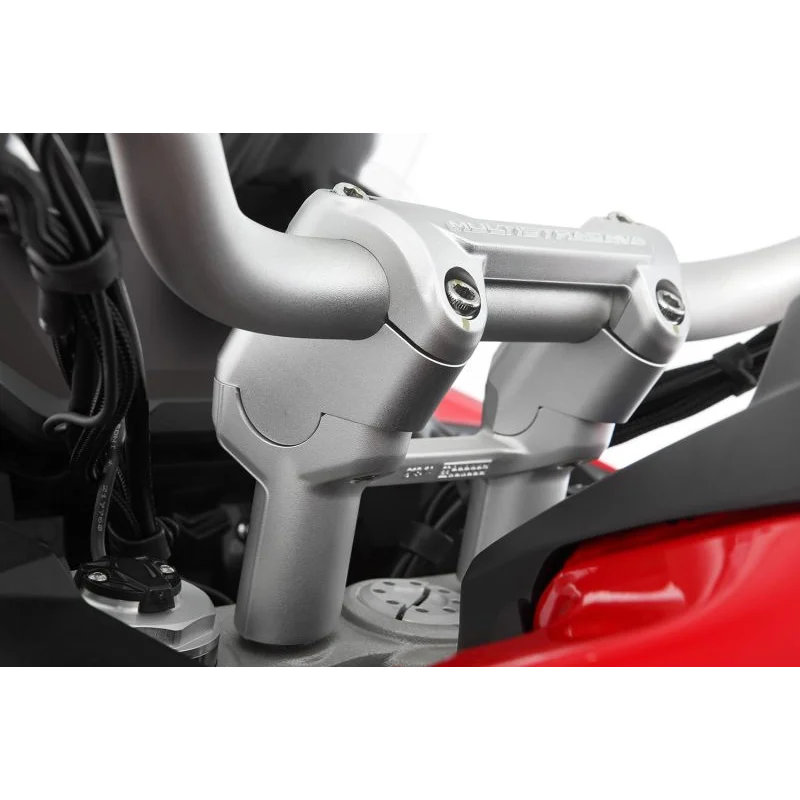 DUCATI Multistrada V4 Ergonomics - ERGO+ Risers 39mm & 21mm Offset - Silver