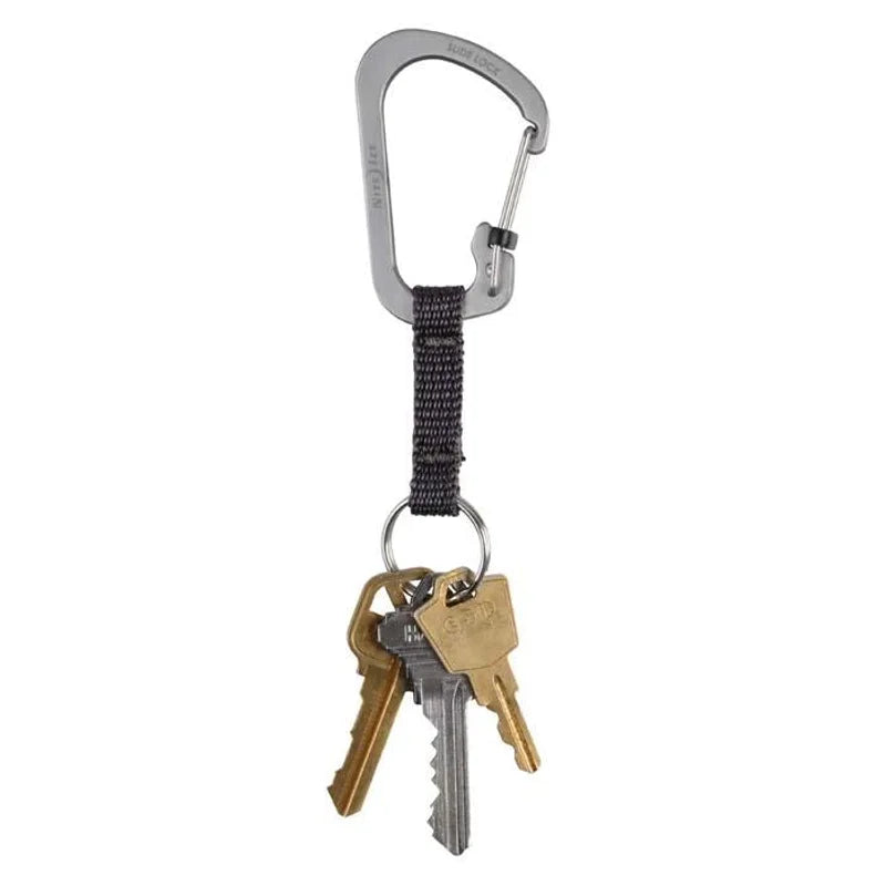 Carabiner Keyring with Slide lock (SS) - Stainless Steel / Black
