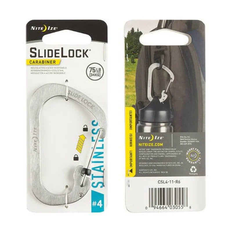 Carabiner with Slidelock (pcs) - Stainless Steel - Size#4 / Black / Stainless Steel