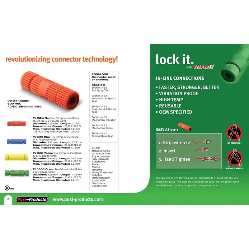 Posi Lock® Connector - 0.75 to 0.25 sq.mm (Red Mini) / 1N