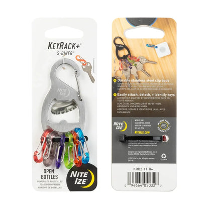 KEYRACK BOTTLE OPENER S-BINERS (PLASTIC) - Black / Stainless Steel