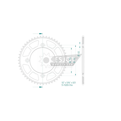 Sprockets Rear ( 15203-51T) - Esjot - Aluminium