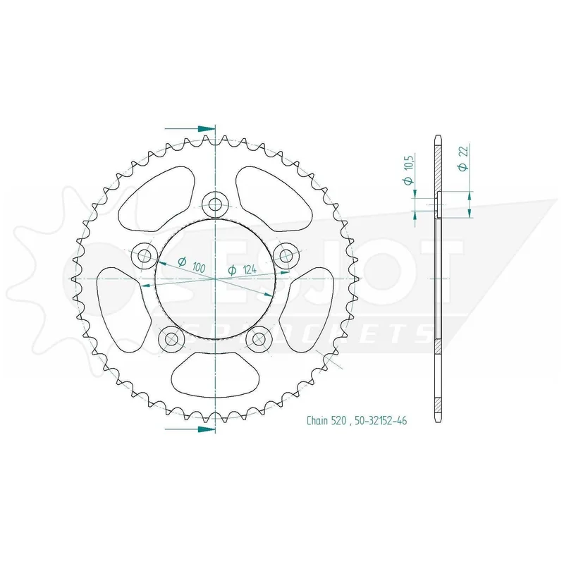Sprockets Rear (32152-43T) - Esjot