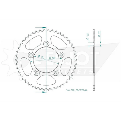 Sprockets Rear (32152-43T) - Esjot