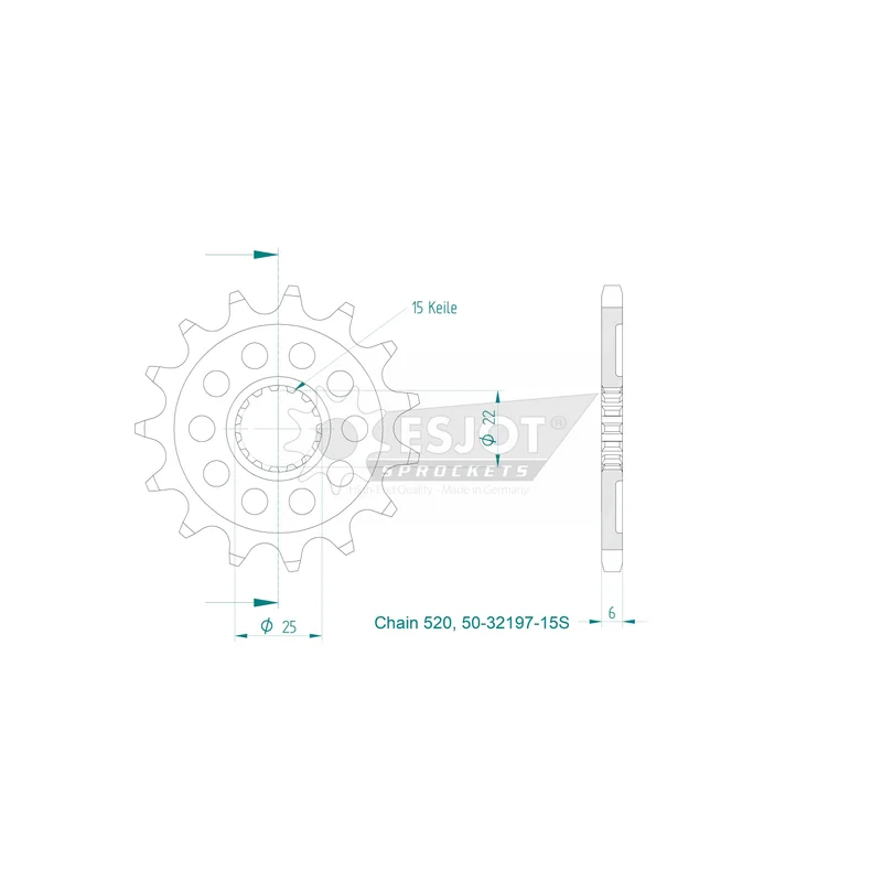 Sprockets Front (32197-15T) - Esjot (Sports)