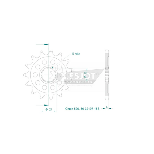 Sprockets Front (32197-15T) - Esjot (Sports)