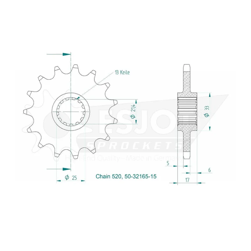 Sprockets Front (32165-15T) - Esjot (Sports)