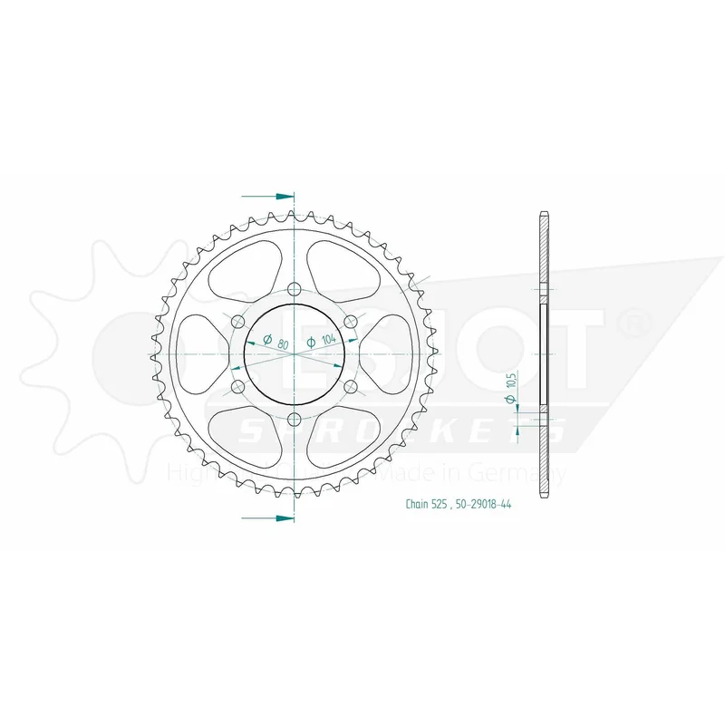 Sprockets Rear (29018 - 44T) - Esjot