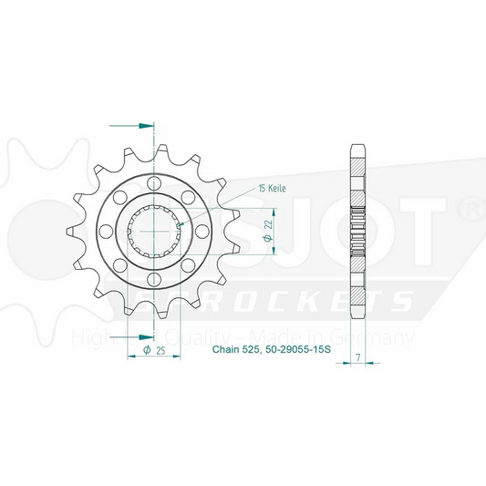 Sprockets Front (29055-15T) - Esjot