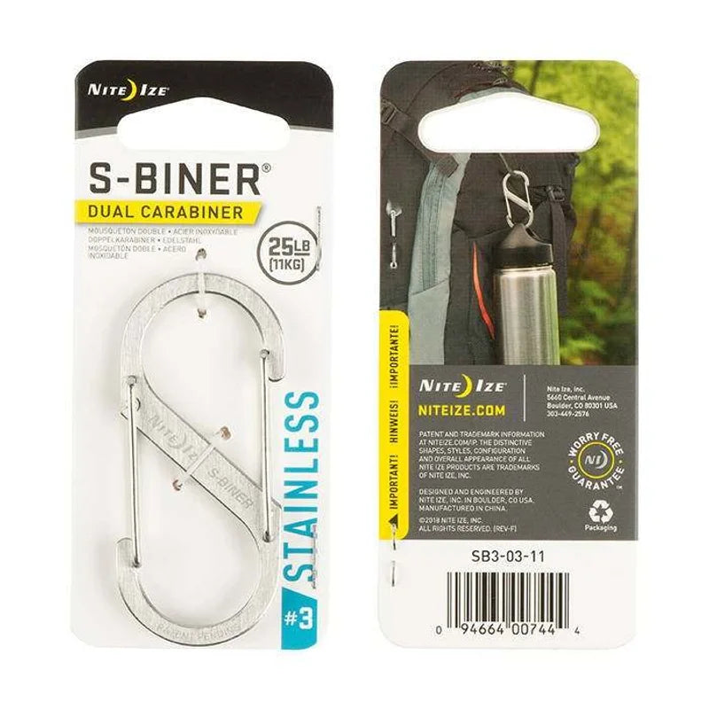 S-Biner Standard (Stainless) - 1N (SIZE #3) / Black / Stainless Steel