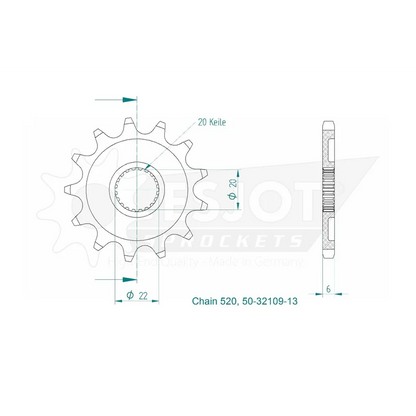 Sprockets Front (32109-13T) - Esjot