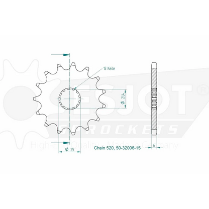 Sprockets Front (32006-15T) - Esjot