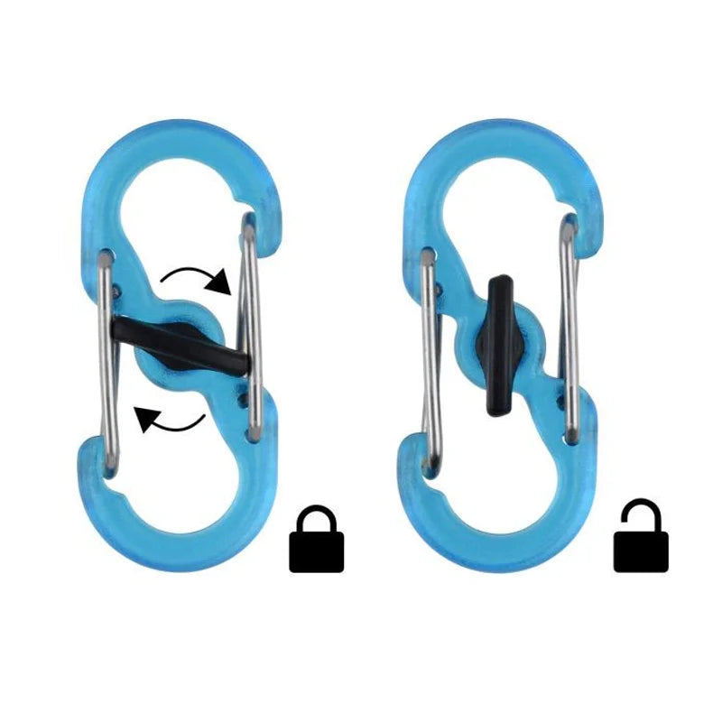 KEYRING LOCKER WITH S-BINER (PLASTIC) - Stainless Steel