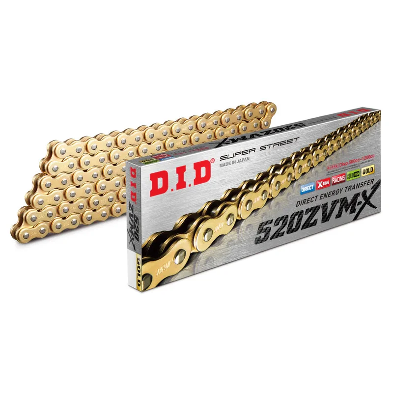 Chain 520 Pitch x 118 links (ZVMX) - ZVM-X (Rivet Type) / Gold / Upto 1200cc