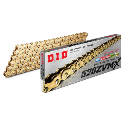 Chain 520 Pitch x 118 links (ZVMX) - ZVM-X (Rivet Type) / Gold / Upto 1200cc