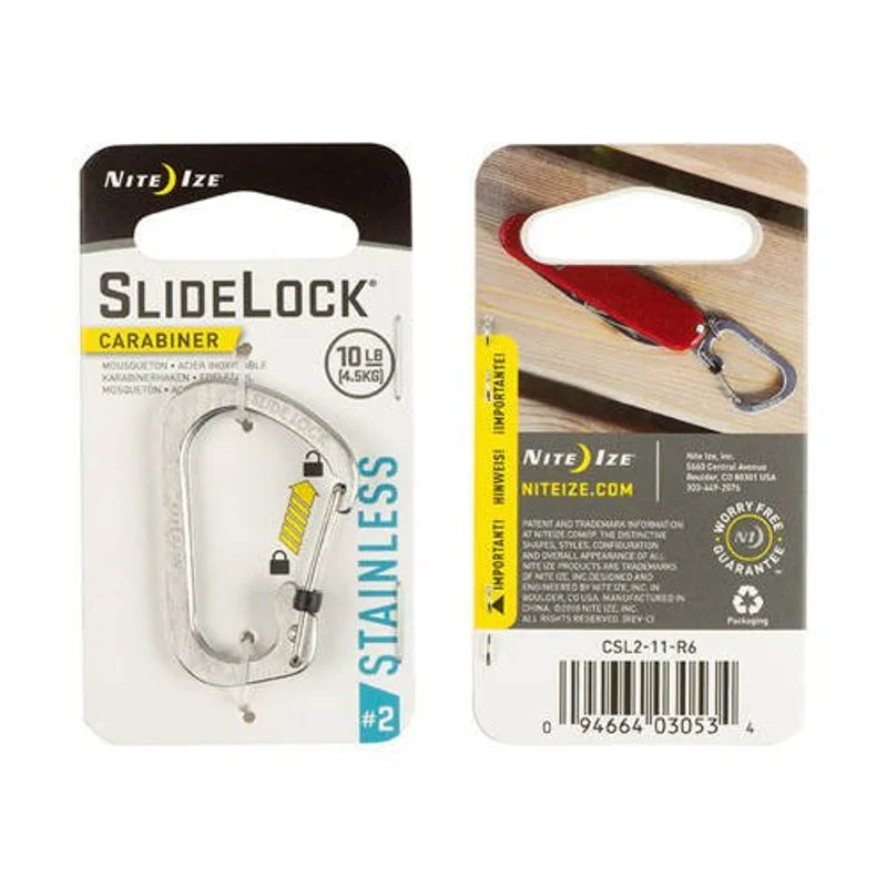 Carabiner with Slidelock (pcs) - Stainless Steel - Size#4 / Black / Stainless Steel