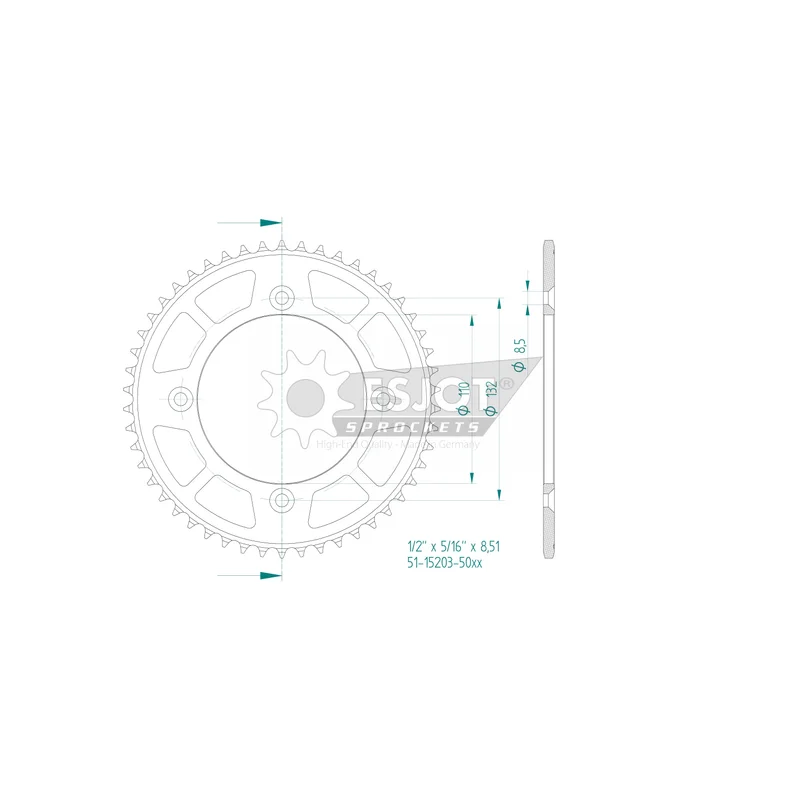 Sprockets Rear ( 15203-50T) - Esjot - Aluminium