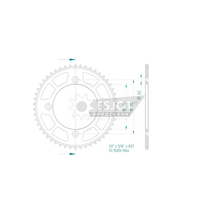 Sprockets Rear ( 15203-50T) - Esjot - Aluminium