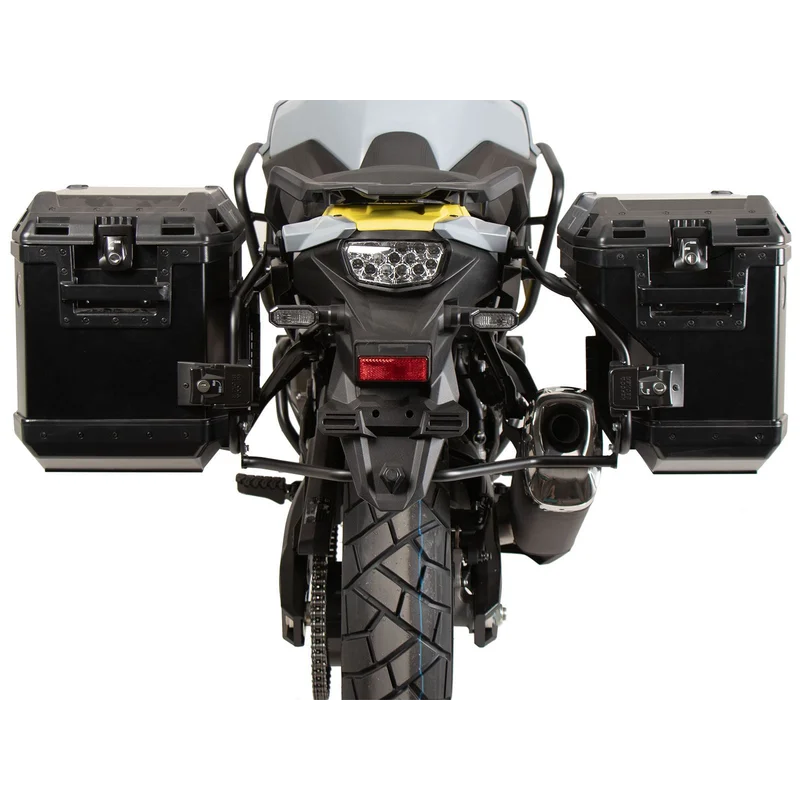 Suzuki V-Strom 800 DE Sidecase Carrier - Cutout Series with Xplorer - Black