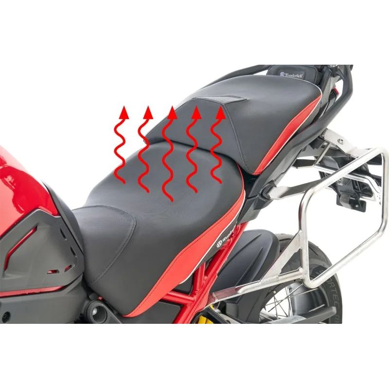 DUCATI Multistrada V4 Ergonomics -"Active Comfort" (Heating) Rider Seat - Black-Red / Low